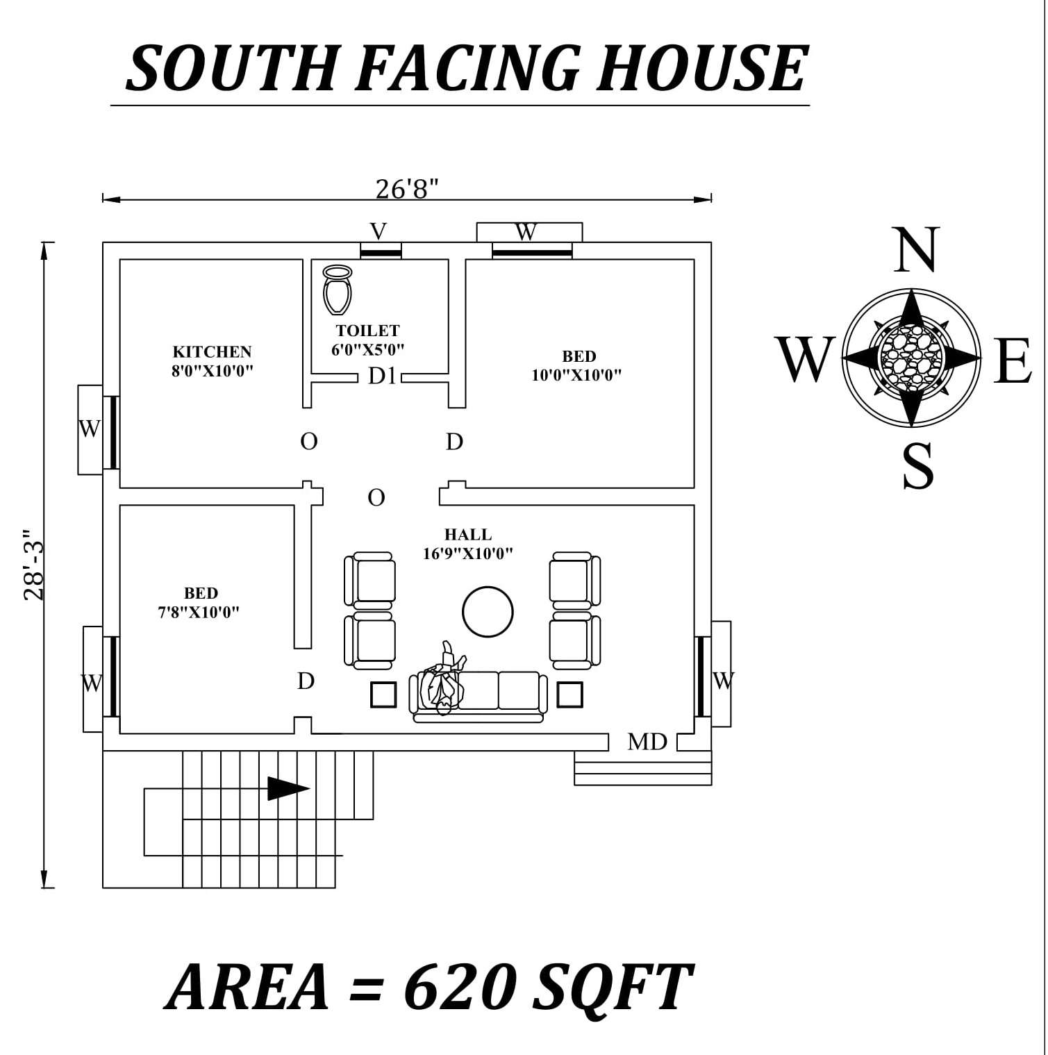 26'X28' South Facing home plan as per vastu shastra are available in ...