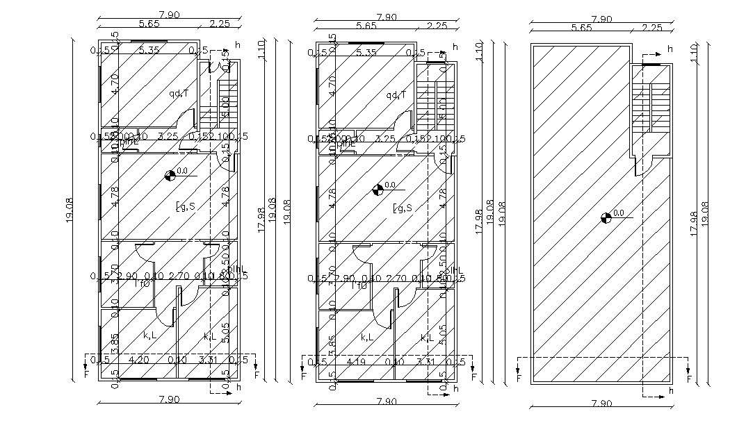 26 X 62 Two Storey House Plan Dwg File Cadbull