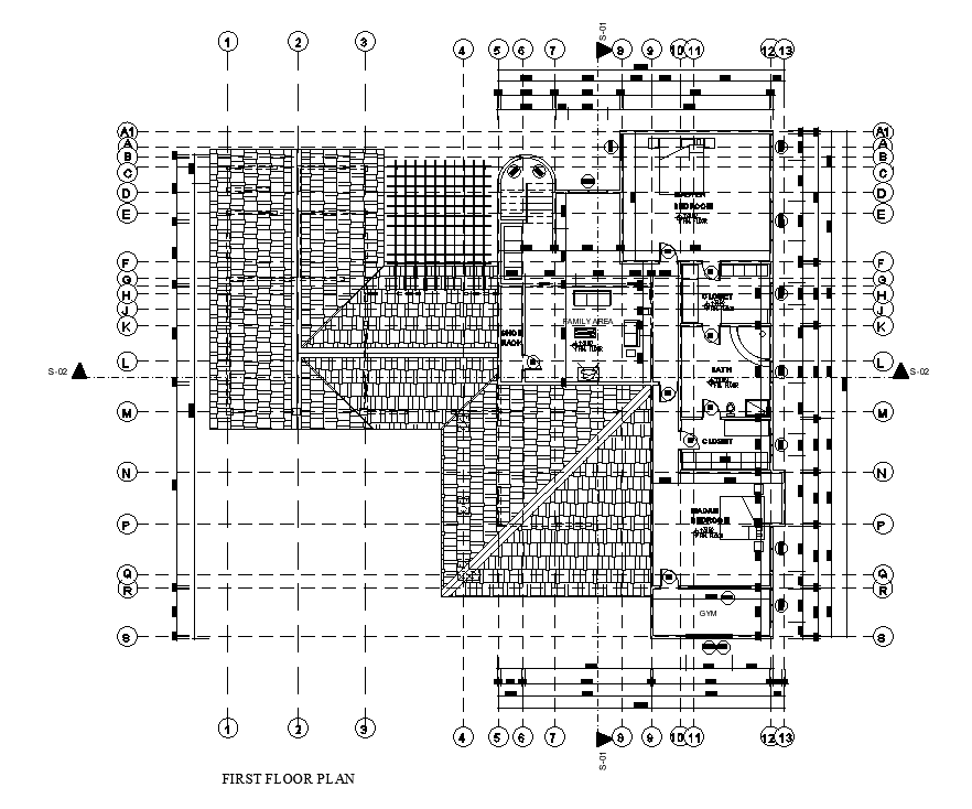 26x23m First Floor House Plan Is Given In This Autocad Drawing File Download Now Cadbull