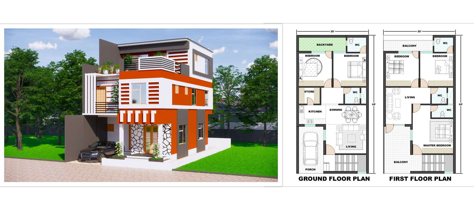 26-x50-interior-floor-house-plan-with-3d-elevation-download-the-free-autocad-and-revit-drawing