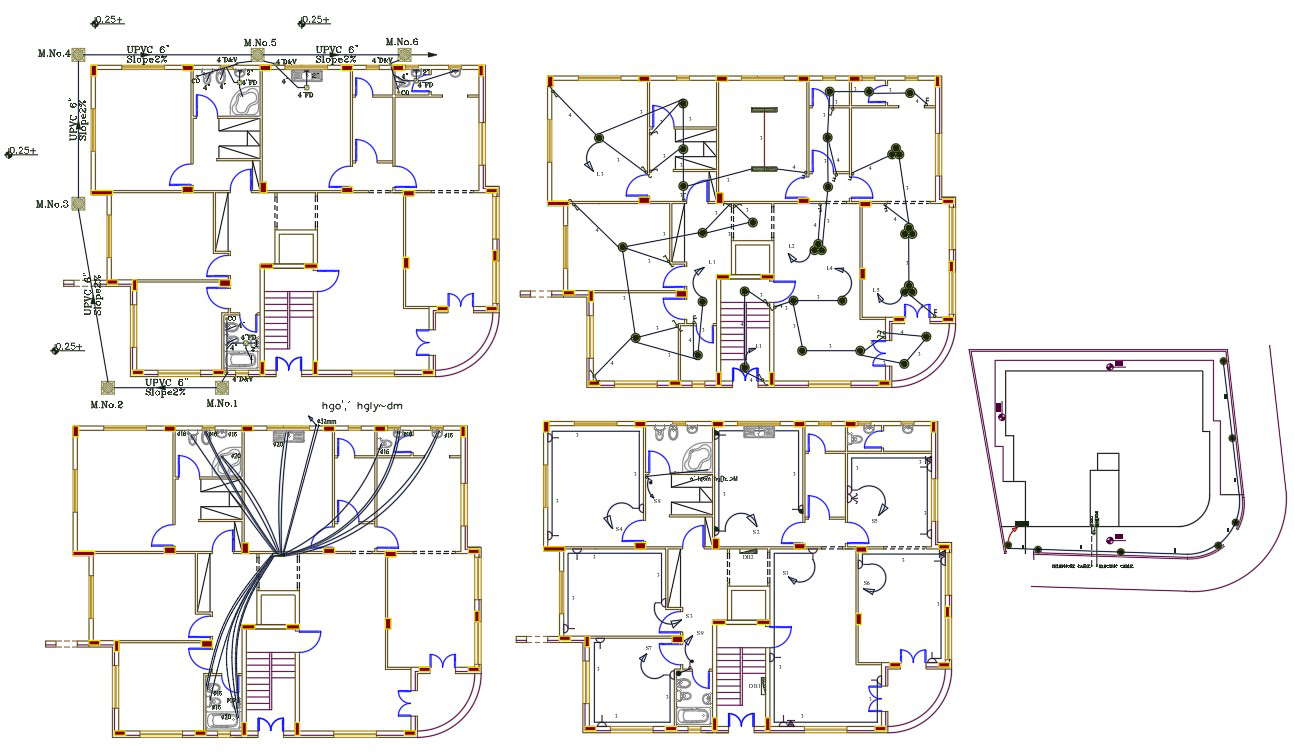 2700 Square Feet Bungalow Electrical And Plumbing Plan - Cadbull