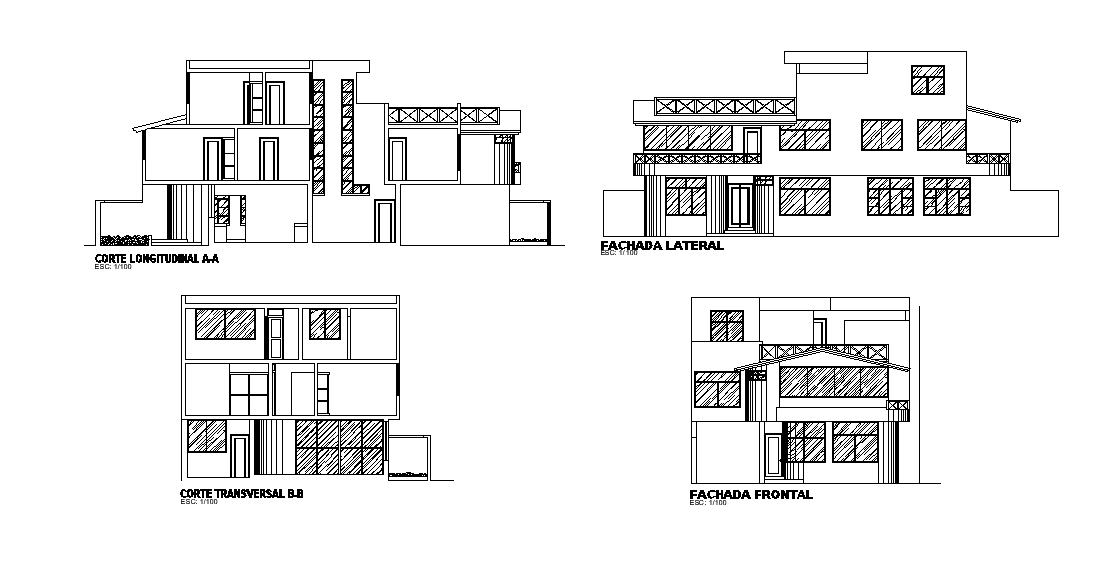 270 Square Meter House Building Elevation Design Download DWG File Cadbull