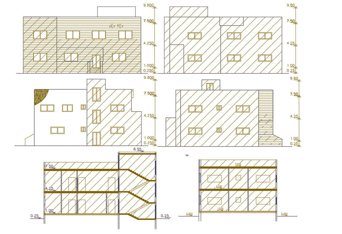 275 Square Yards House Building Design DWG File - Cadbull