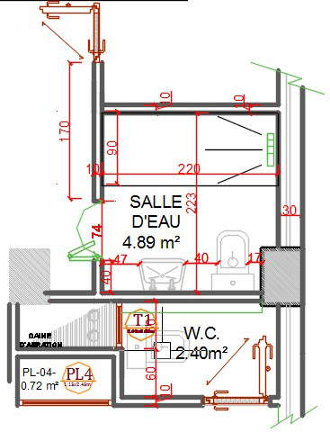 27x14m apartment house bathroom plan is given in this model - Cadbull