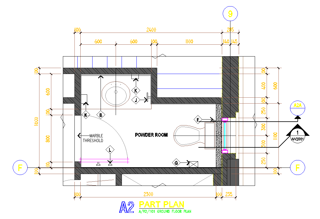 2.7x1.8m bathroom plan is given in this AutoCAD drawing model.Download ...