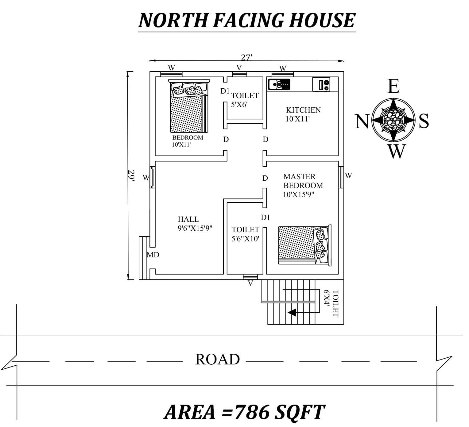 27 30 House Plan North Facing With Car Parking