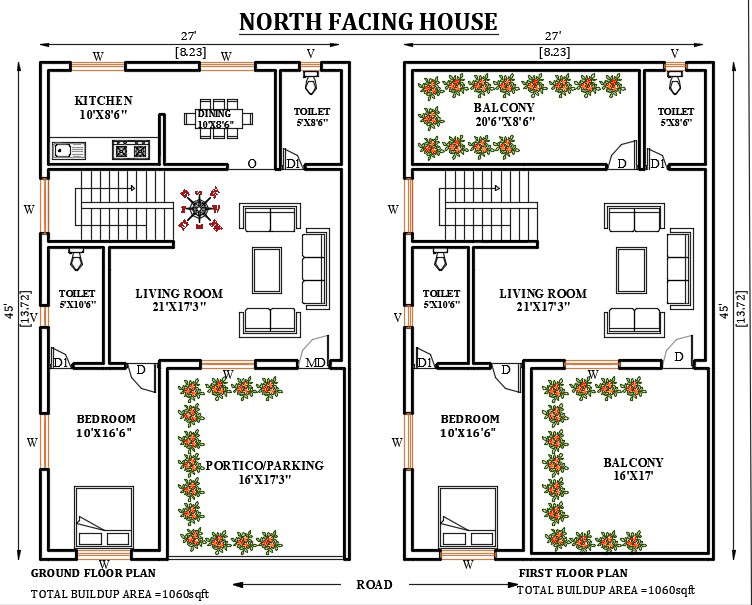 North Facing House Plan Drawing Autocad File Cadbull | SexiezPicz Web Porn