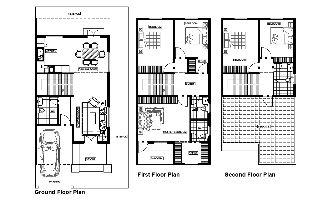 27’x53’ the house is given in this 2D Autocad drawing file. Download ...