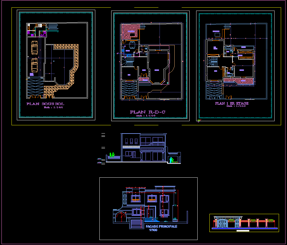 Villas project cad drawings are given in this cad file. Download this ...