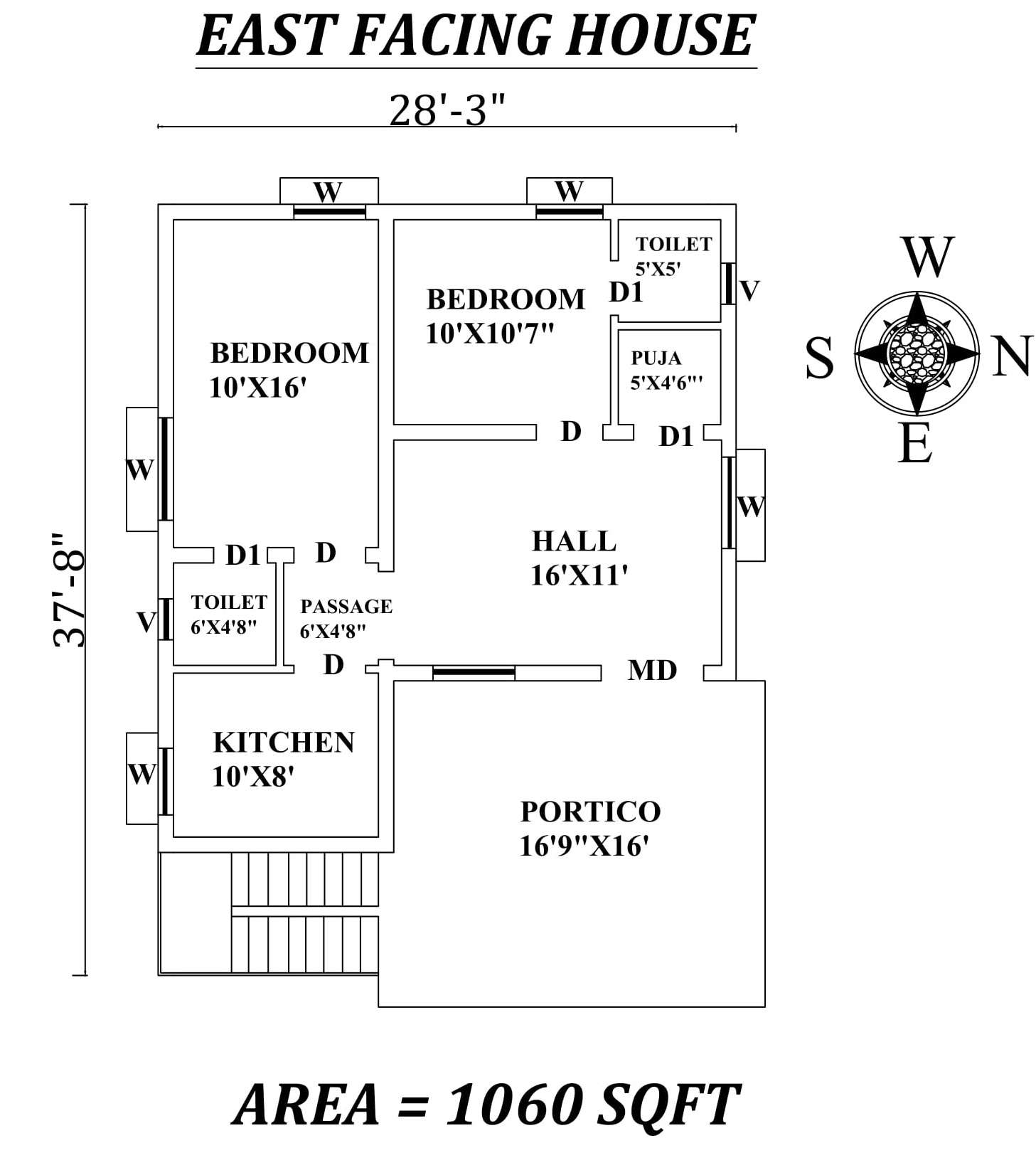 East Facing House Vastu Plan 3d