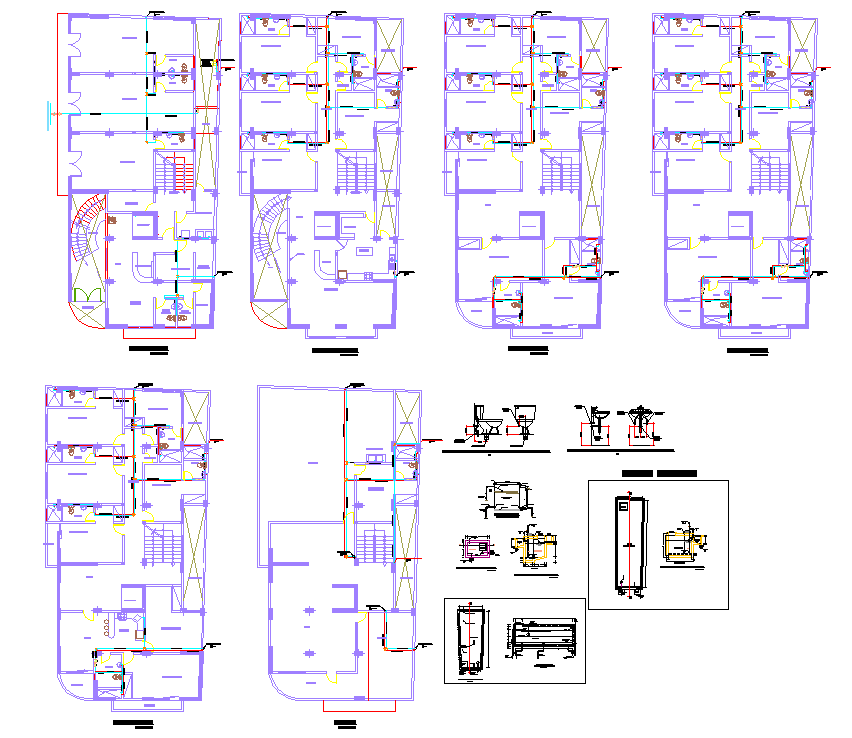 Hotel Sanitary detail - Cadbull