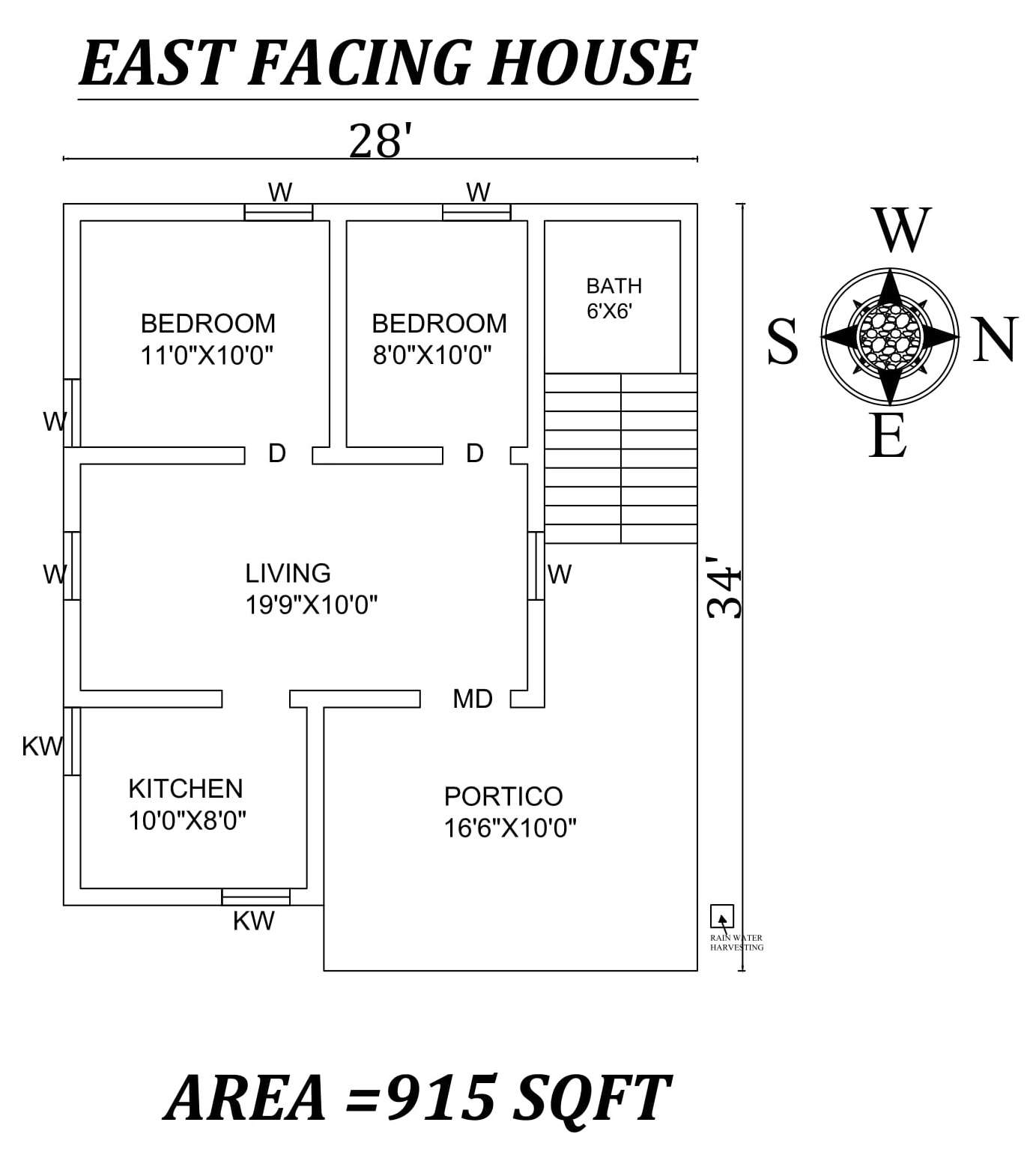 28 X34 Amazing 2bhk East Facing House Plan As Per Vastu Shastra 