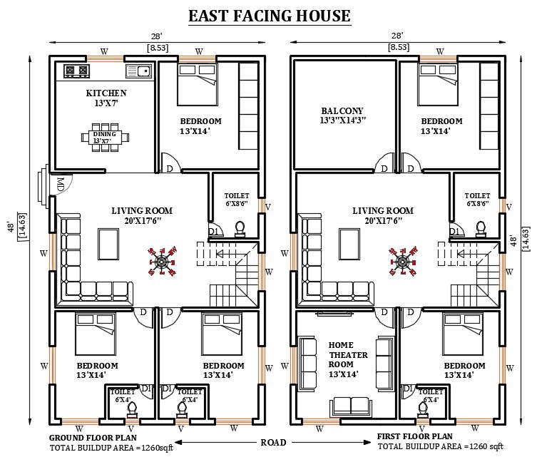 Autocad 3 Bhk House Layout Plan Dwg File Cadbull Images Porn Sex Picture