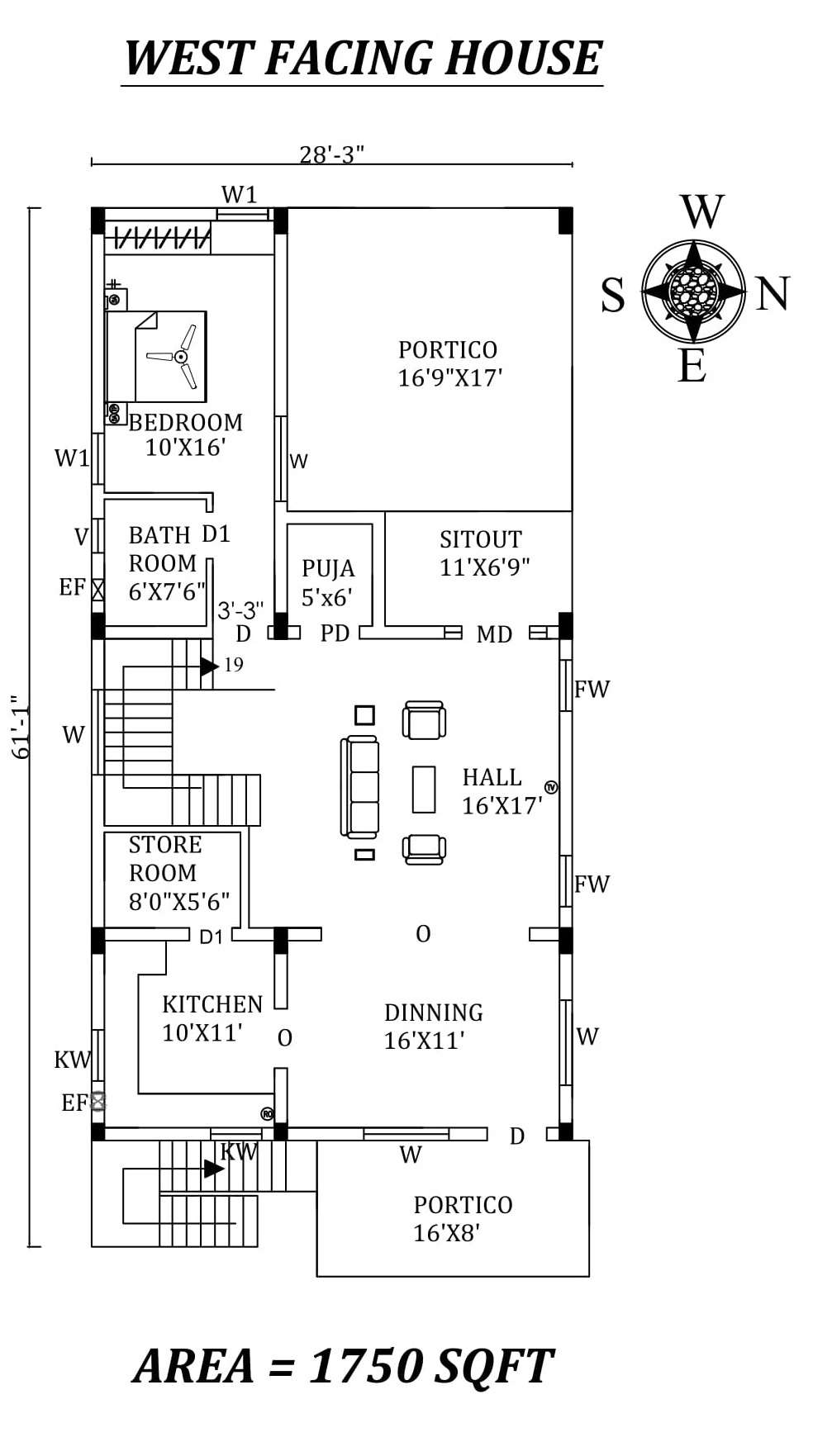 X Single Bhk West Facing House Plan Layout As Per Vastu Shastra Autocad Dwg And Pdf File