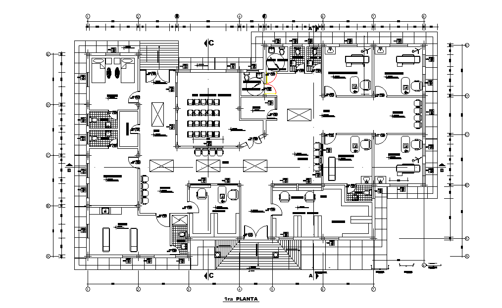 28x17m hospital plan details are given in this Autocad drawing file ...