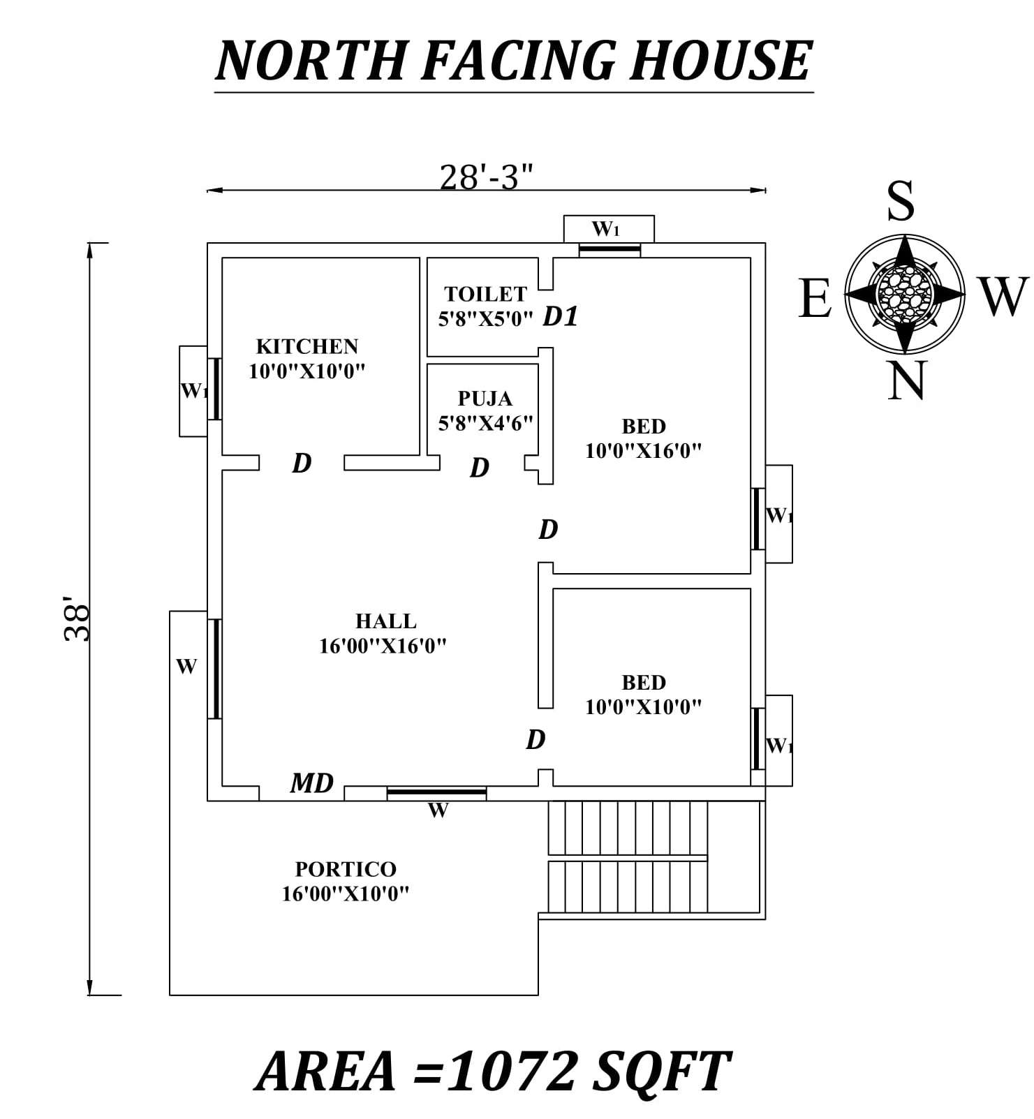 North Facing House Plan With Front Elevation Design D - vrogue.co