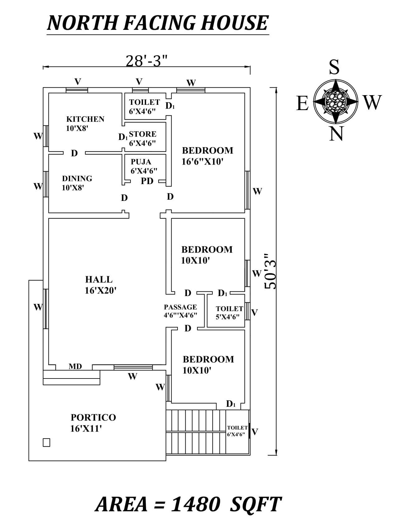 28-x50-marvelous-3bhk-north-facing-house-plan-as-per-vastu-shastra-autocad-dwg-and-pdf-file