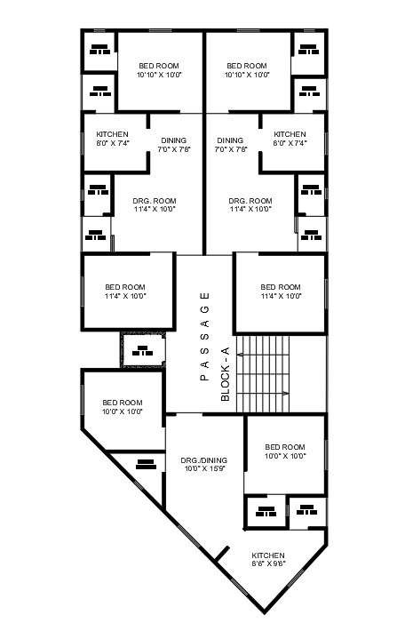 28x70 Apartment House Plan Is Given In This Is Autocad Drawing Modeldownload Now Cadbull