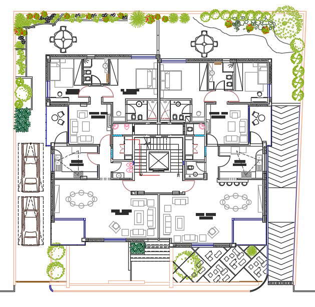 Bhk Luxurious Apartment Furniture Layout Plan Drawing Dwg File Cadbull Designinte Com