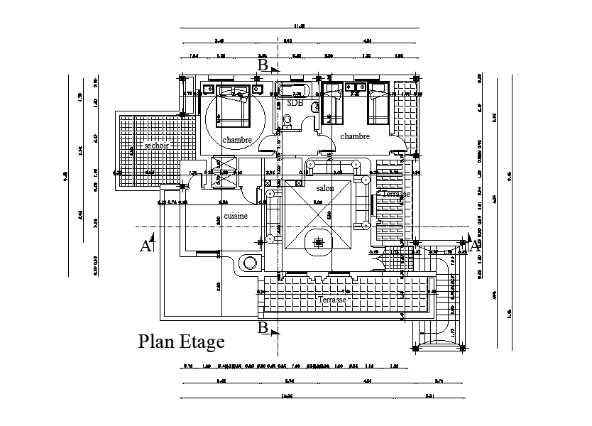 2BHK Bungalow floor plan drawing specified in this AutoCAD file ...