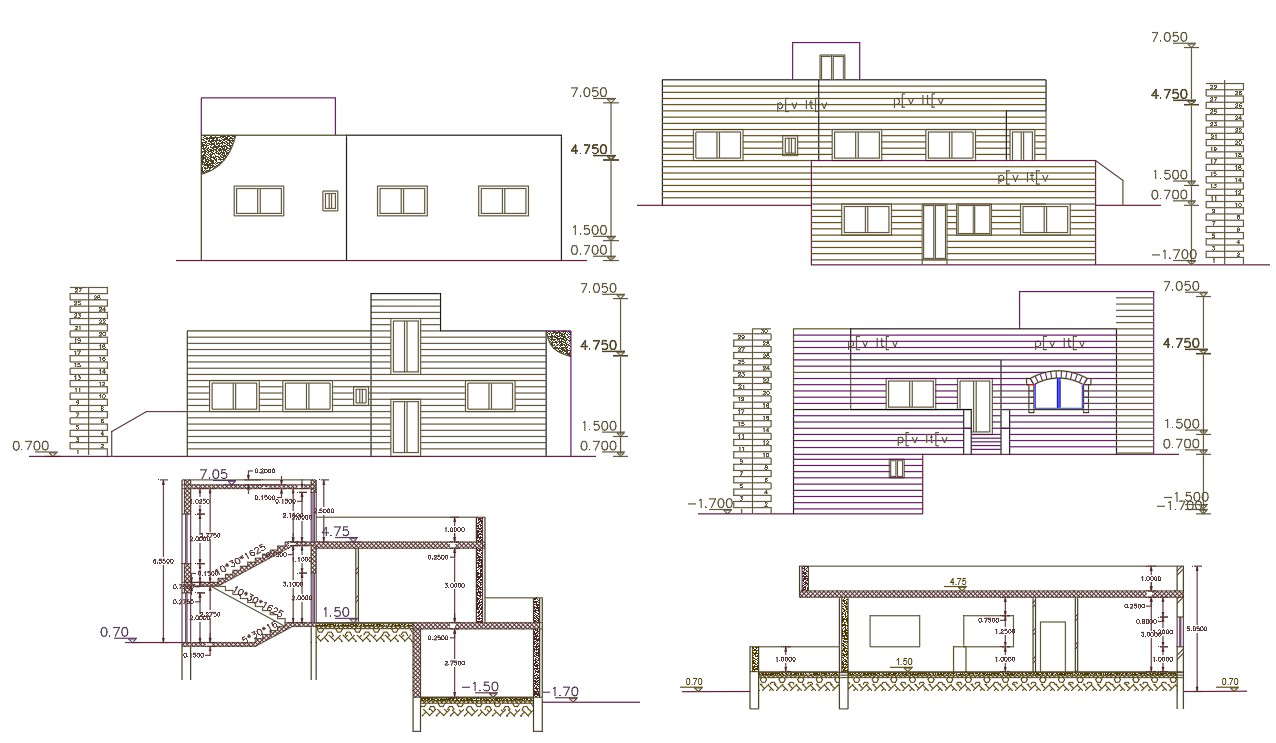 2 BHK House Building Design CAD File - Cadbull