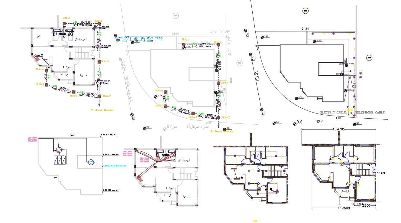 2 BHK House Plumbing System And Electrical Layout Plan Design - Cadbull