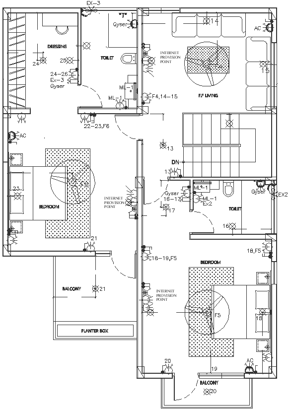 2 Bhk House Plan With Electrical Detail Dwg Autocad File Cadbull 3293