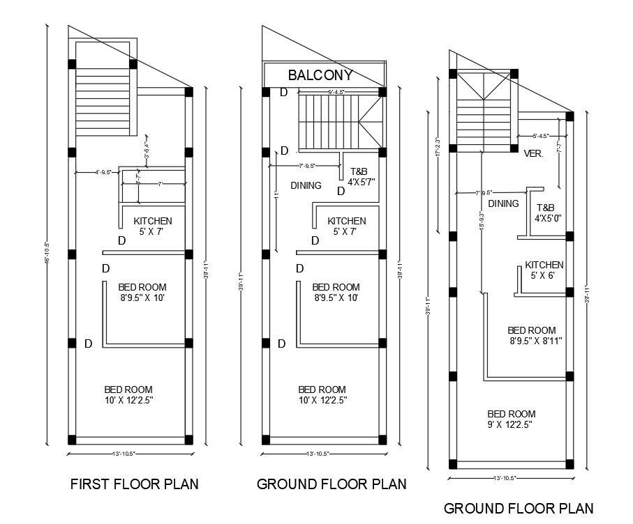 2 BHK Row House Floor Plan AutoCAD File - Cadbull