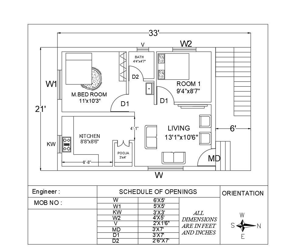 BHK Small House Plan Drawing Free Download DWG File, 57% OFF