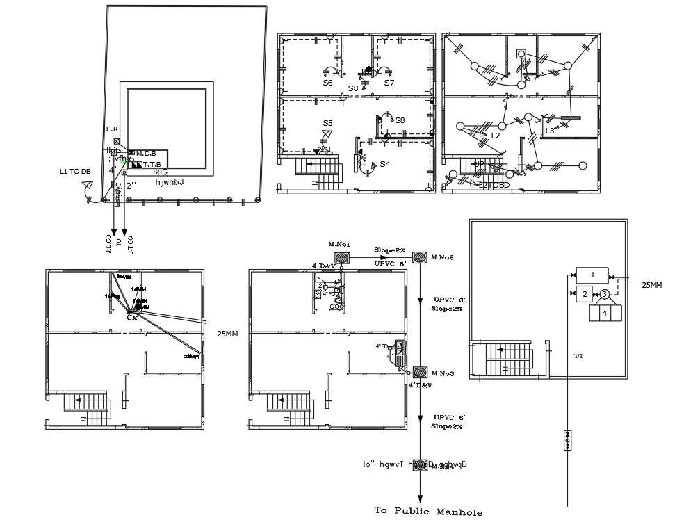  2  Bedroom  House  Electrical And Plumbing Plan  DWG  File 