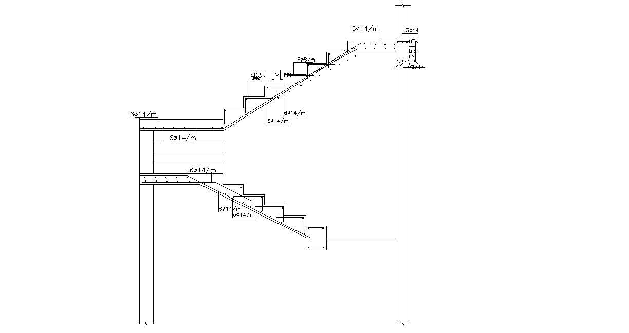 2D AutoCAD Stair Section Structure Drawing DWG File - Cadbull