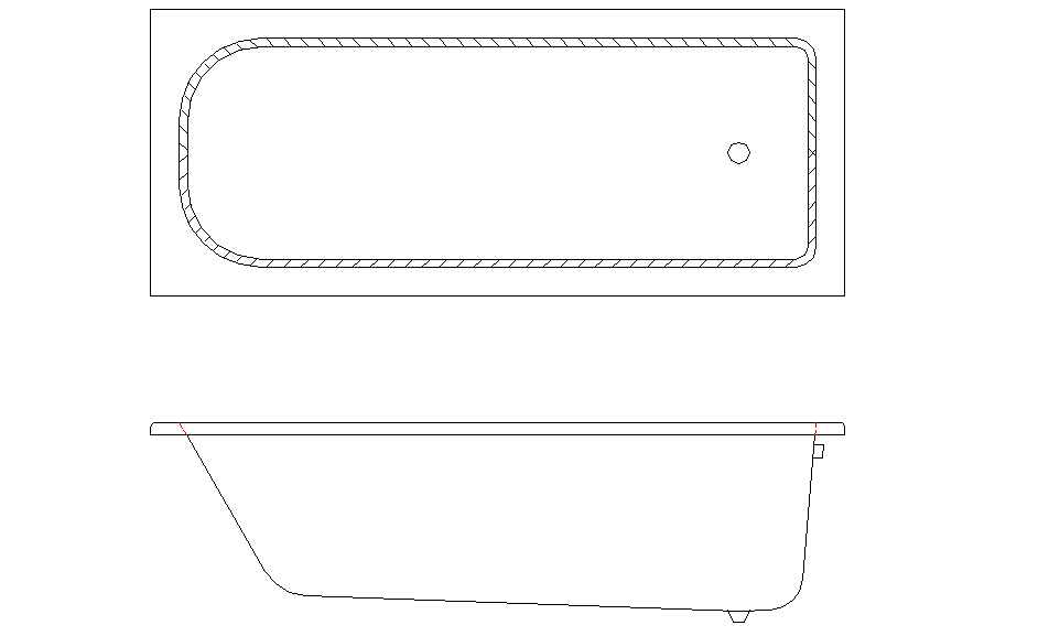 2D Bath Tub Block Design Cadbull