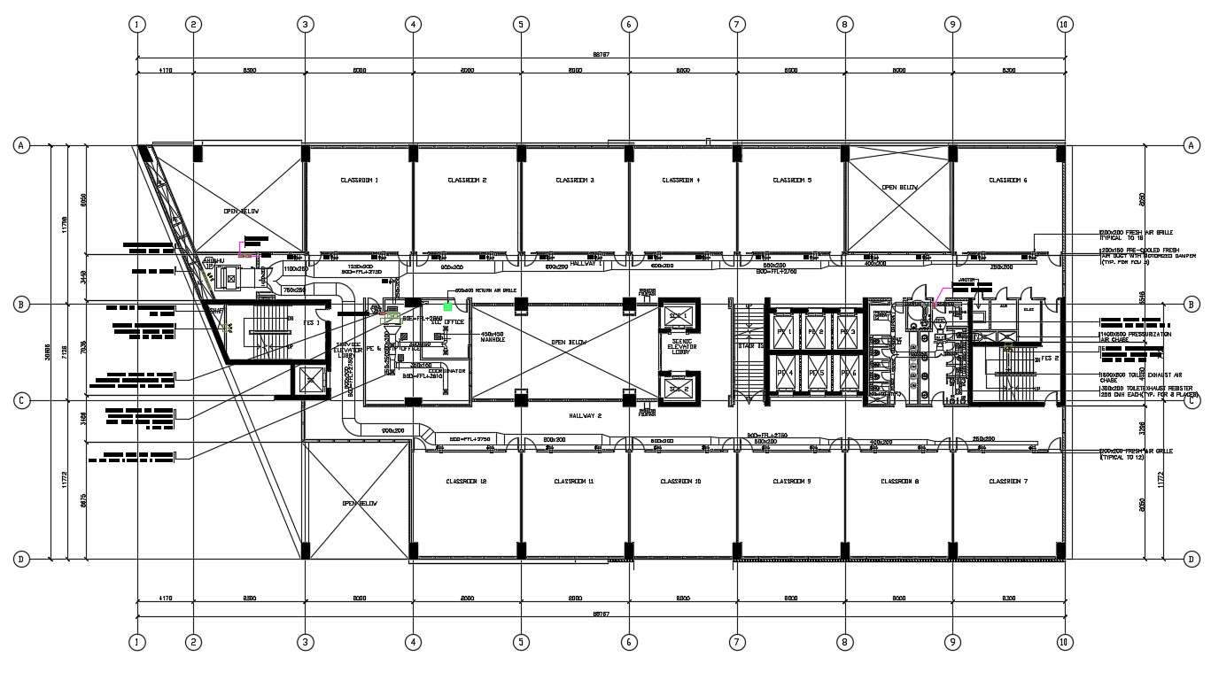2D CAD Drawing Commercial Building Floor Plan With Working Dimension AutoCAD File Cadbull