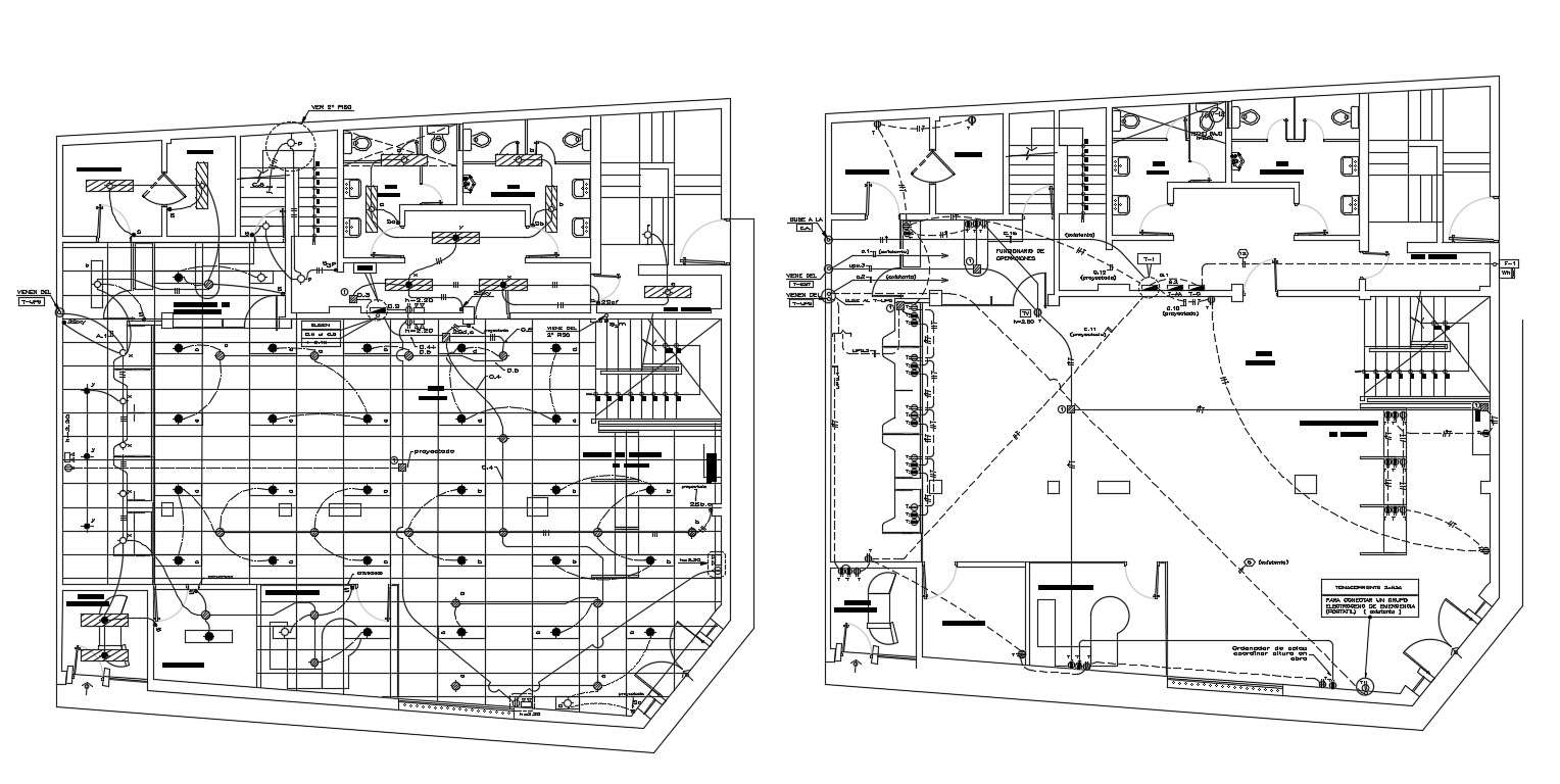 2D CAD Drawing Commercial Building Floor With Electrical