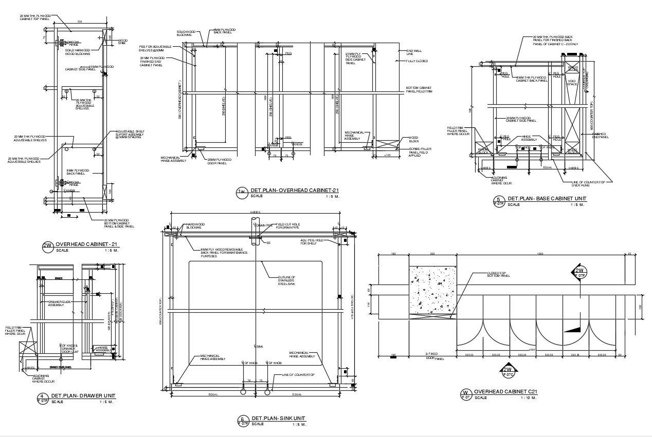 2D CAD Drawing Kitchen Cabinet Construction Design AutoCAD File - Cadbull