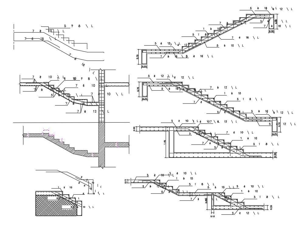 D Cad Drawing Of Rcc Staircase Construction Section Drawing Dwg File