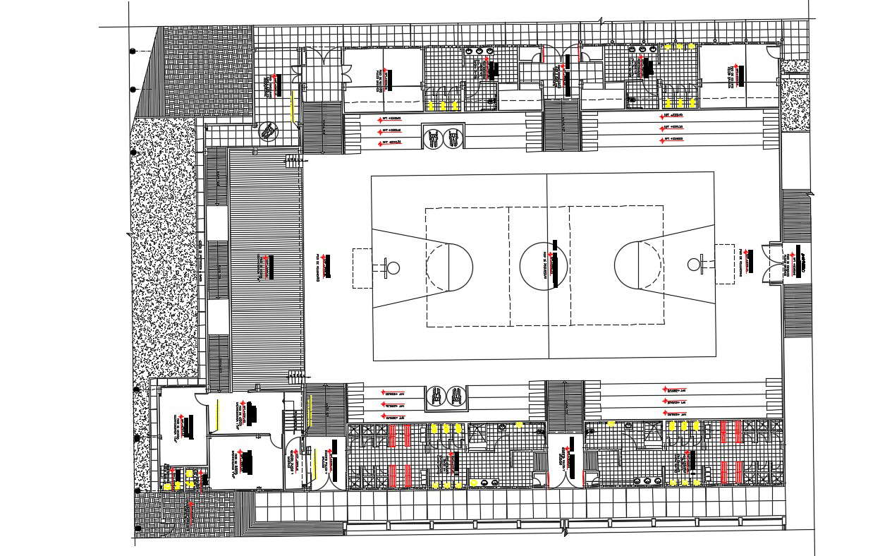 2D CAD Drawing Of Sports Club Design With Flooring AutoCAD File - Cadbull