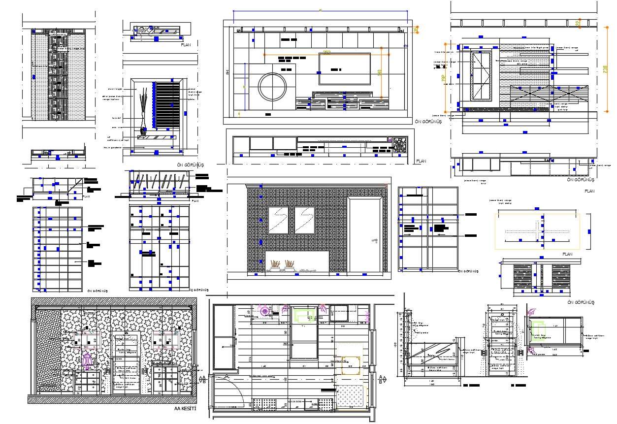 2D CAD Drawing Single Bed Room Furniture Layout Plan With All Side Wall Interior Elevation AutoCAD File  Sat Dec 2019 05 44 28 