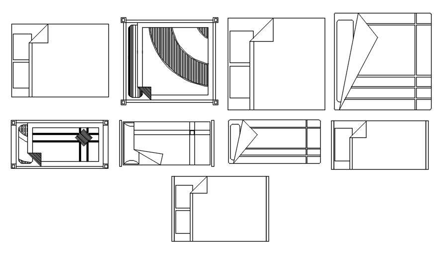 2d Autocad Blocks Of Bed Cad File Dwg File Cadbull