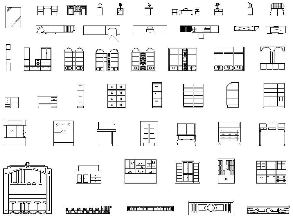 2D AutoCAD drawing having the details of Auxiliary furniture Blocks ...