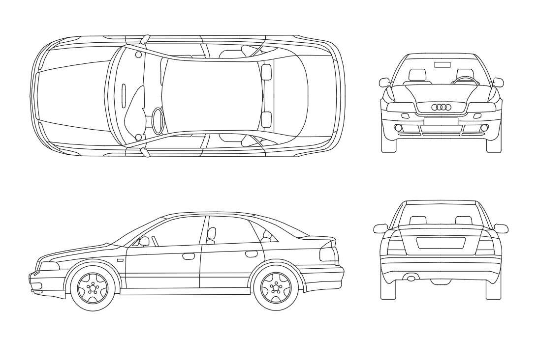 2D AutoCAD file shows the detail of the car - Cadbull