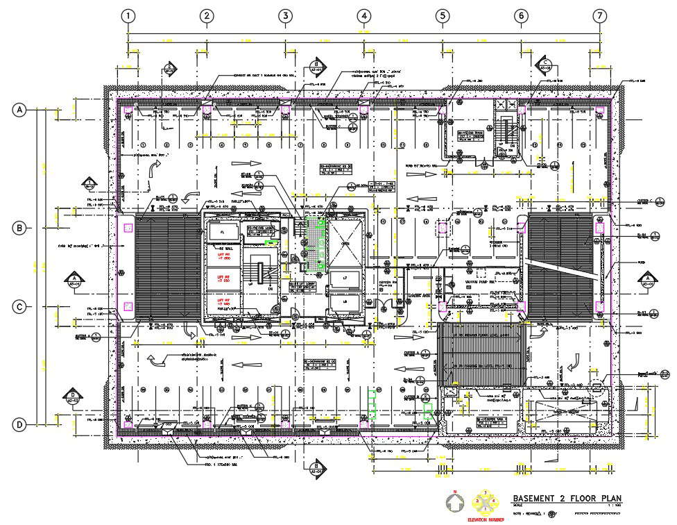 2D Autocad DWG drawing file shows the details of Basement floor plan of ...