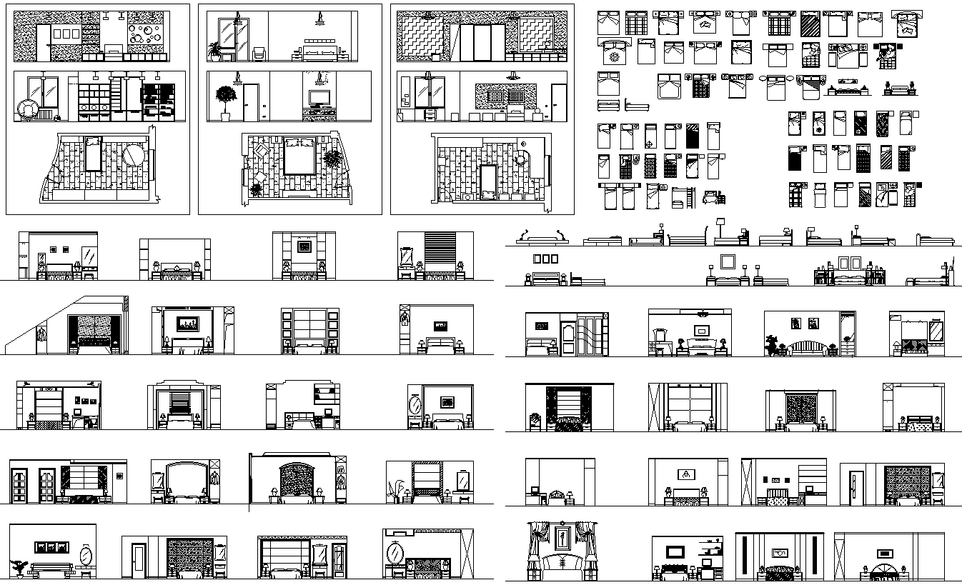 2D CAD Blocks of Bedroom Furniture layout DWG AutoCAD file - Cadbull