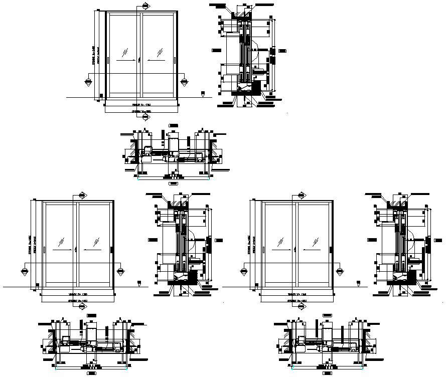 2d Cad Dwg Drawing File Of The Double Door Section And Elevation Design 