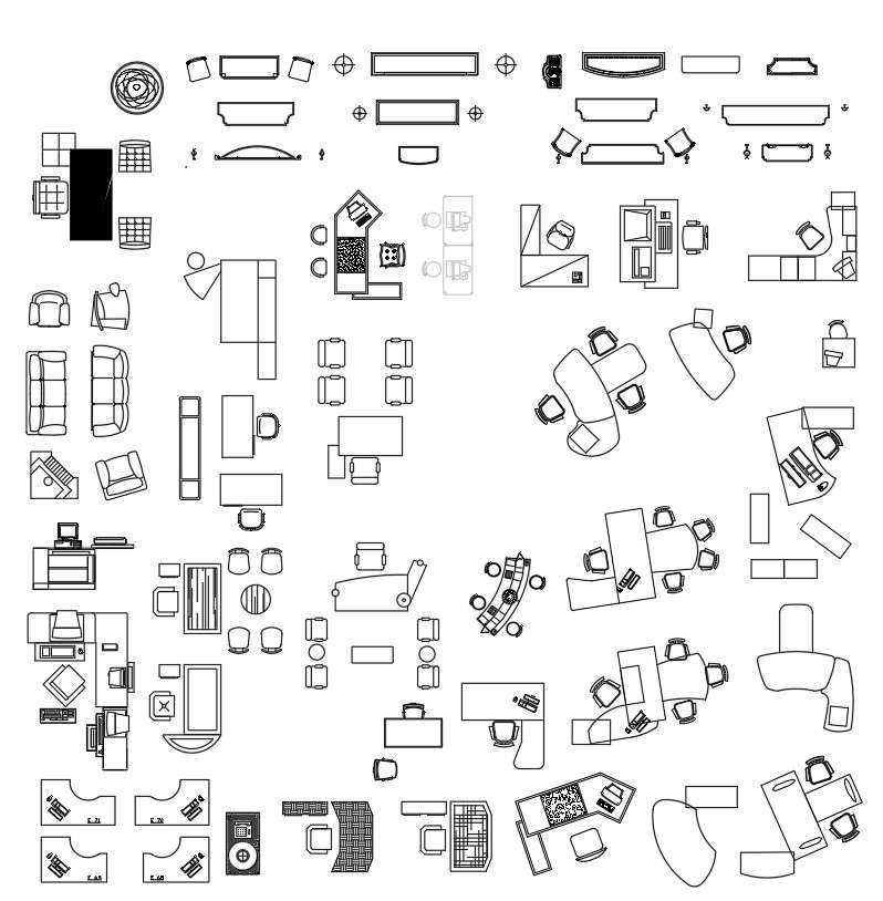 2D CAD blocks of office furniture in AutoCAD drawing, CAD file, dwg ...