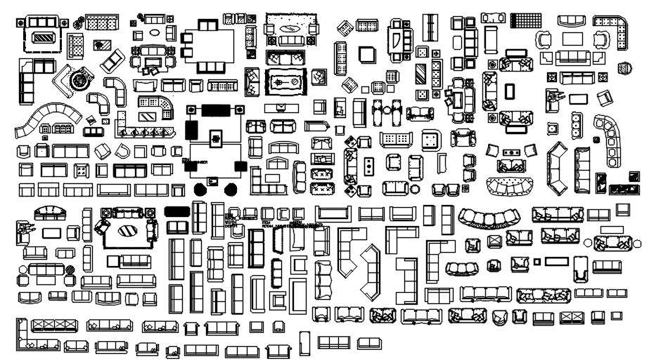 2D CAD blocks of various designs of sofa sets in AutoCAD drawing, CAD ...