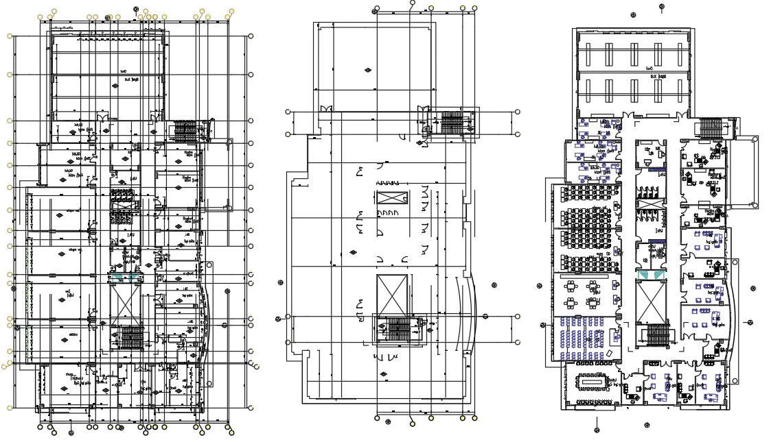 2D Drawing file of the college building work plan and section details ...