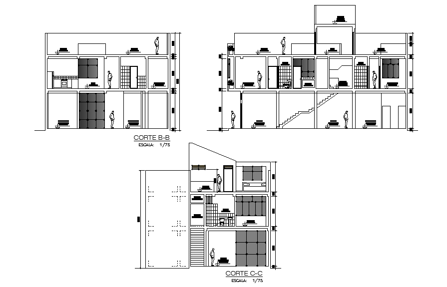 2D House Building Section Drawing Download DWG File - Cadbull