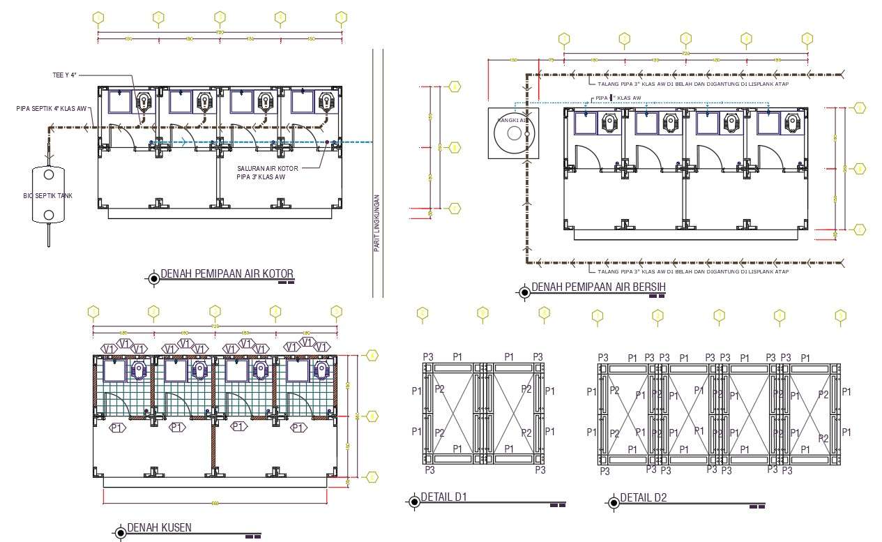 2D Public Toilet Plan Design DWG File - Cadbull
