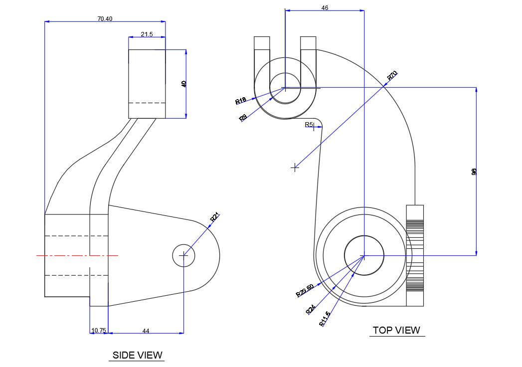 2D Section detailed drawing of the Traverse Screw bracket 98X46X70.40 ...